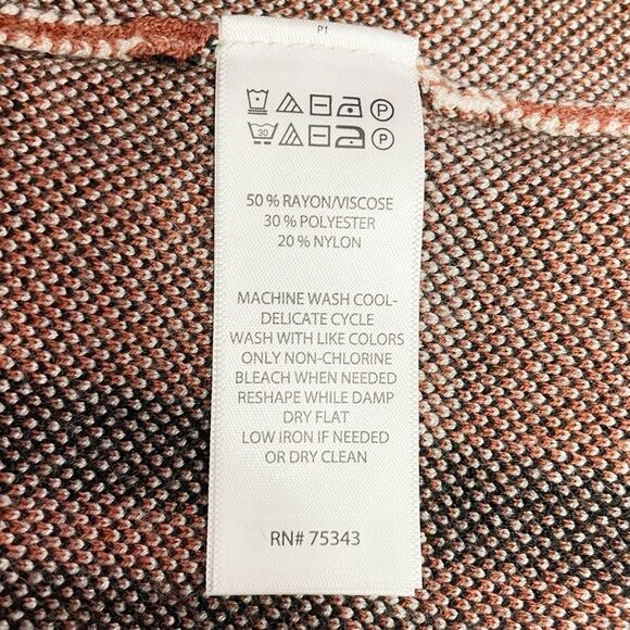 Joie Plaid Shacket Soft Knit Full Zip Sweater Jacket Rust Black White Size Large - Picture 12 of 13